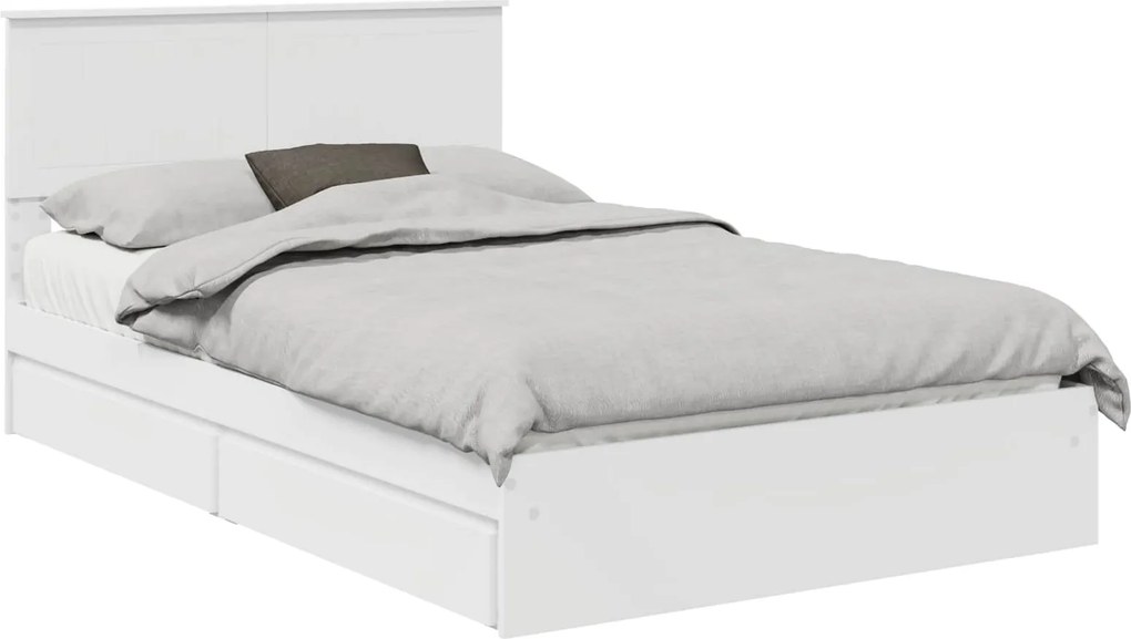 vidaXL Tárolós Ágy fejtámlával fiókkal Fehér 120 x 190 cm Faanyag