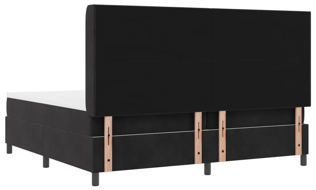 Boxspring Ágy Matrac és LED Fekete 200x200 cm Bársony