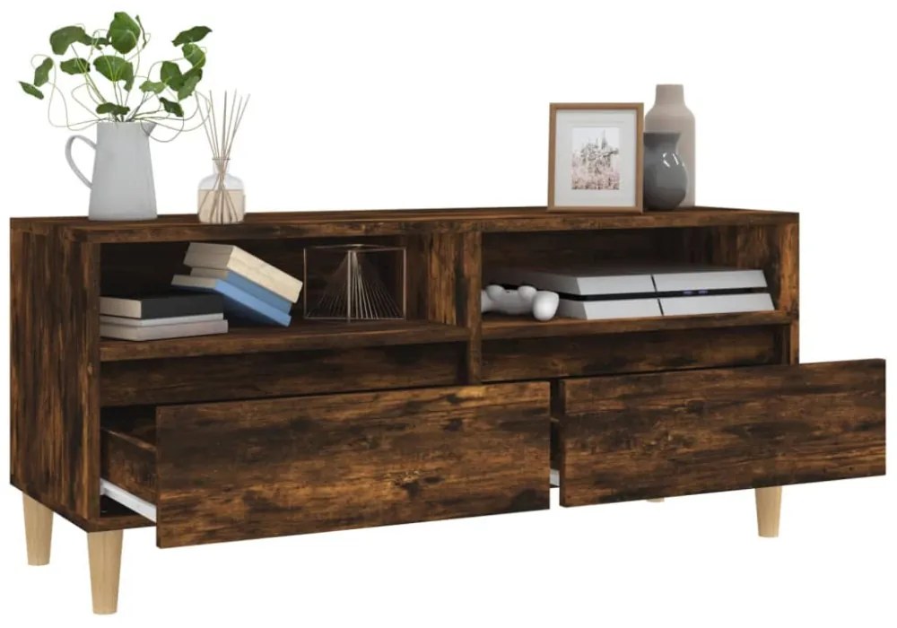 füstös tölgy színű szerelt fa TV-szekrény 100x34,5x44,5 cm
