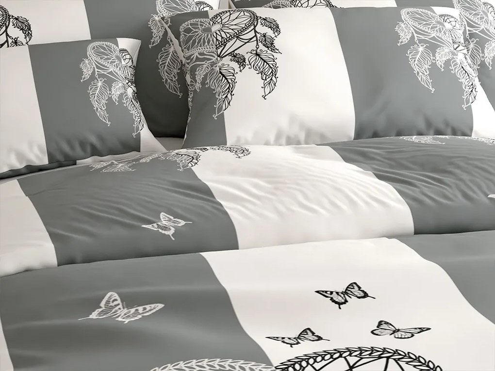 Pamut ágyneműhuzat TIRSO POLY szürke-fehér Ágyneműhuzat mérete: 70 x 90 cm | 140 x 200 cm