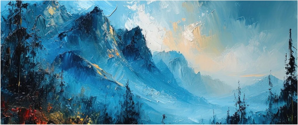 Kép - Hegyek festése (120x50 cm)