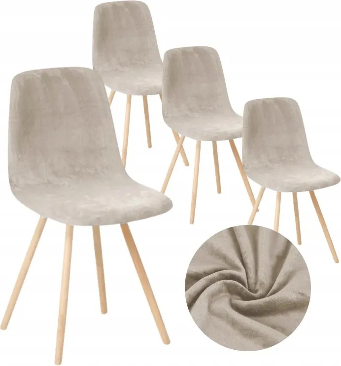 4 Db-os Skandináv Székhuzat Szett Bézs Cappuccino Velúr