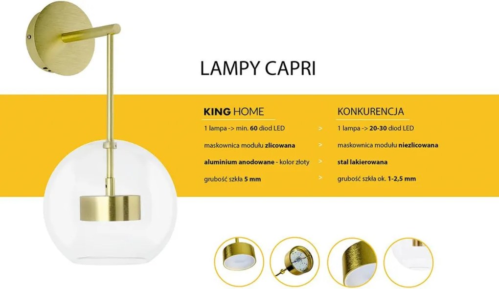 King Home CAPRI WALL XCW9148-1 Fali lámpa 2x7W/LED 3000K IP20