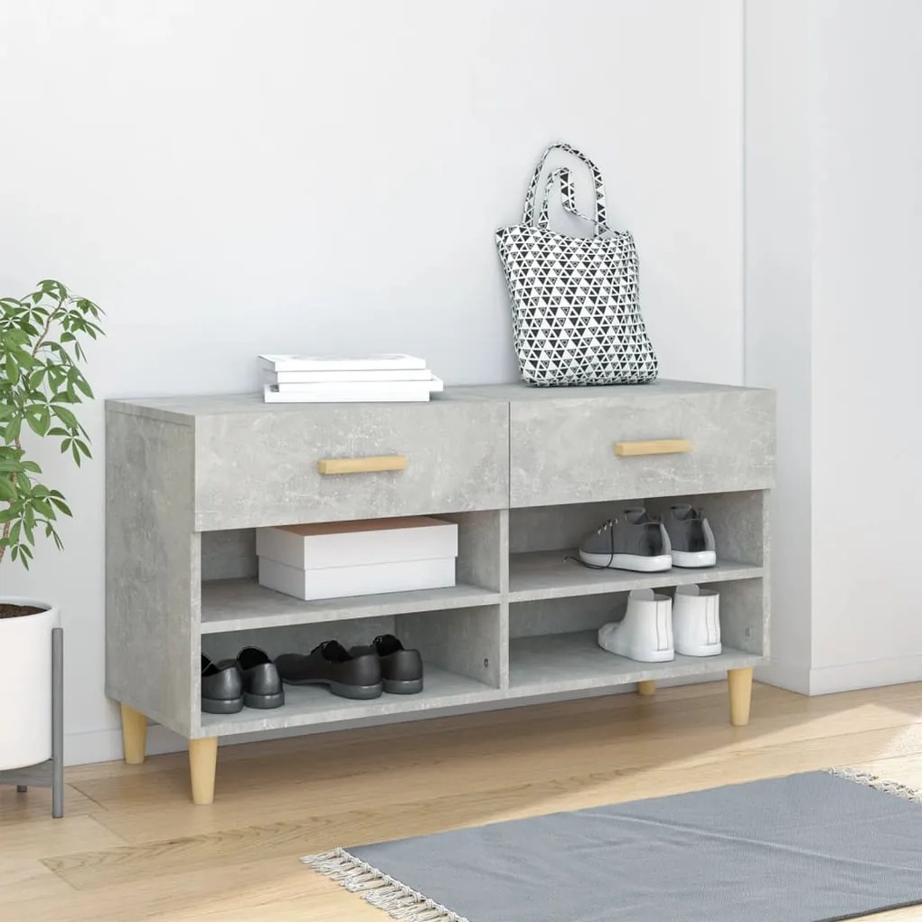 betonszürke szerelt fa cipőszekrény 102x35x55 cm