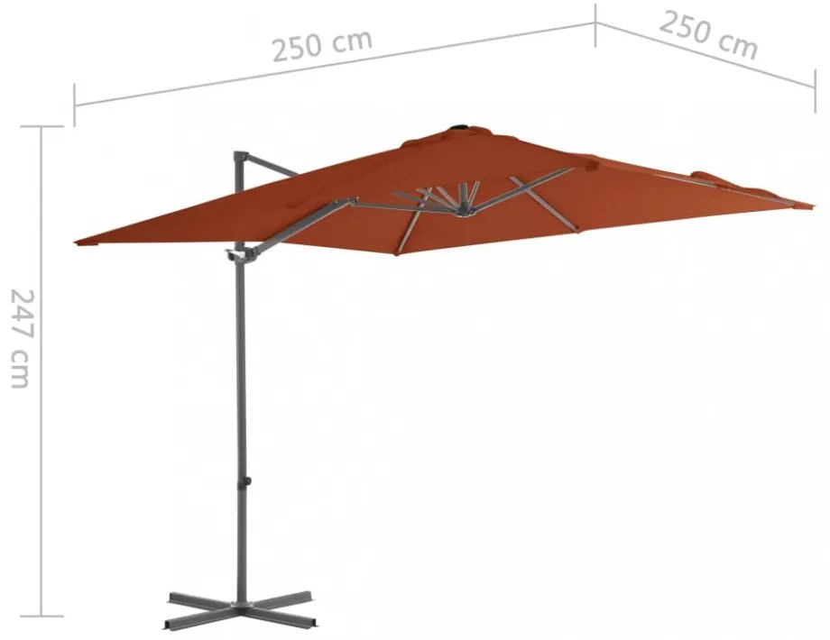 terrakotta konzolos napernyő acélrúddal 250 x 250 cm