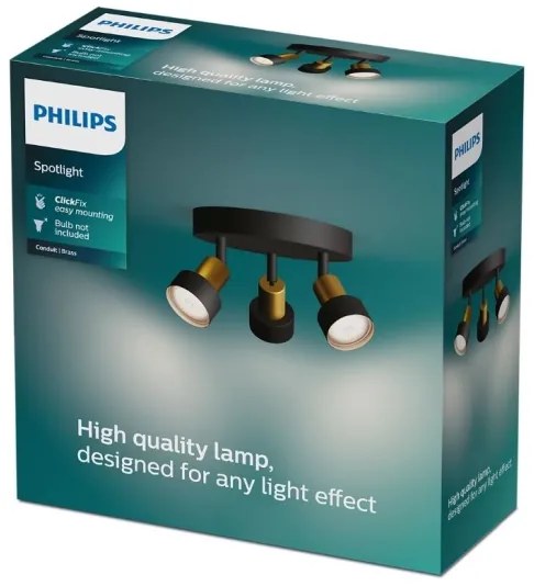 Philips - Spotlámpa CONDUIT 3xGU10/5W/230V fekete/réz