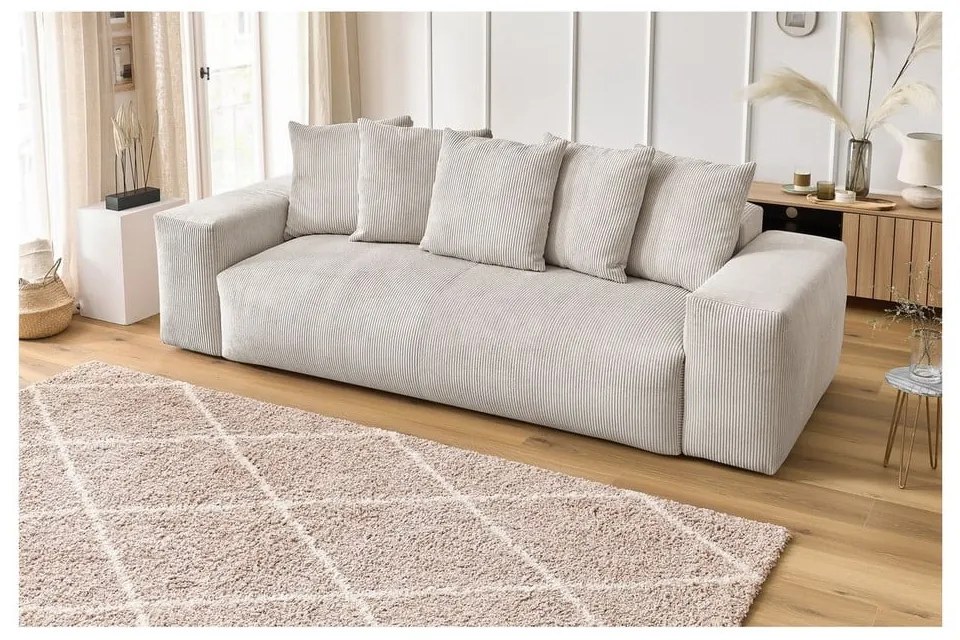 Krémszínű kordbársony kanapé 280 cm Voltaire – Bobochic Paris