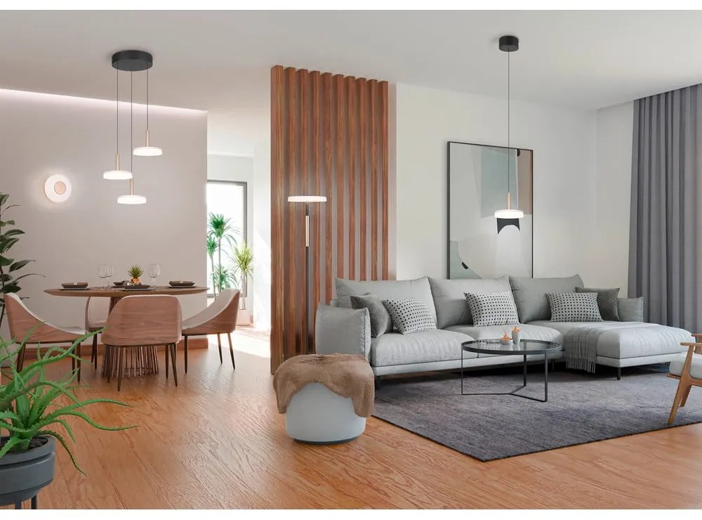 Fekete-fehér-aranyszínű LED dimmelhető függőlámpa üveg búrával ø 22 cm Celeste – Trio