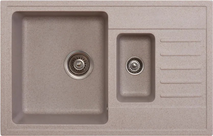 Quadro Plus 1.5D Metalac 158551 Gránit Mosogatótálca - Extra mély, Csepegtetőtálcás, Design, Bézs