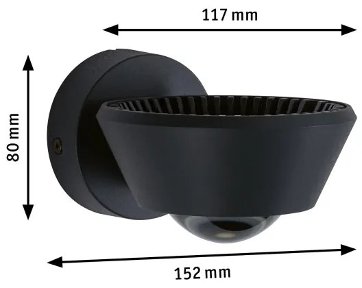 Paulmann 79769 - LED/9W IP44 Dimmelhető fali lámpa SABIK 230V