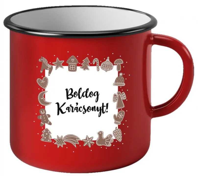 Bágdog bögre mézeskalácsos Boldog karácsony felirattal 11x11x10 cm