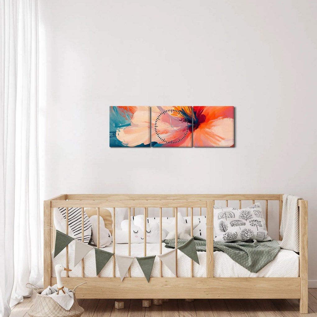 Kép - Festett virág (órával) (90x30 cm)