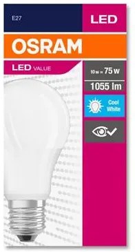 LED izzó, E27, gömb, A60, 10W, 1055lm, 4000K (HF), OSRAM Value (OLEDE2705)