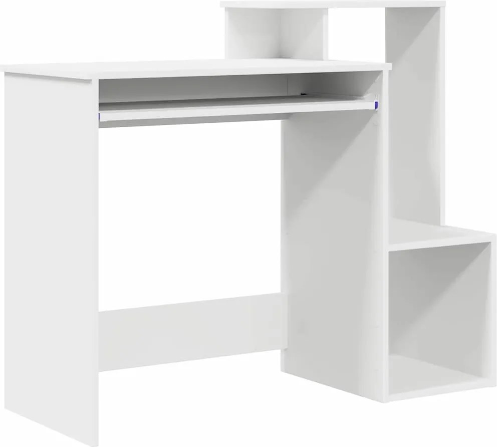 vidaXL Asztal fiókkal polcokkal Fehér 106 x 41 x 88.5 cm Faanyag
