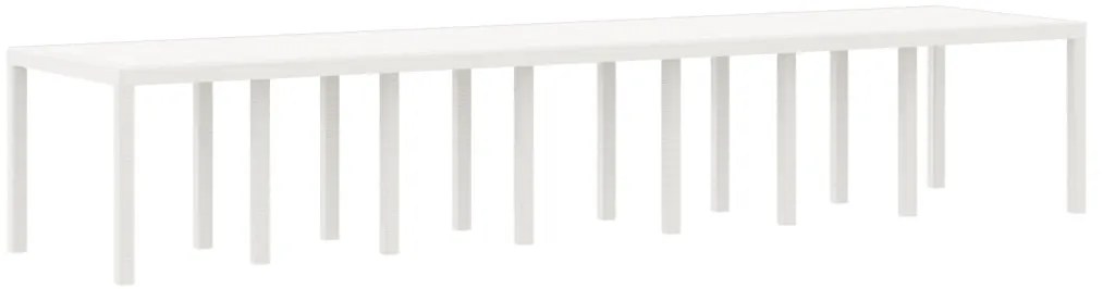 Kerti Asztal Fehér 400x100x73 cm Poli Rattan