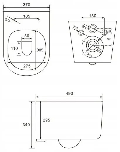 Mexen Carmen Rimless, falra akasztható WC csésze ülőkés + bidé, fehér, 30880400 + 35884900