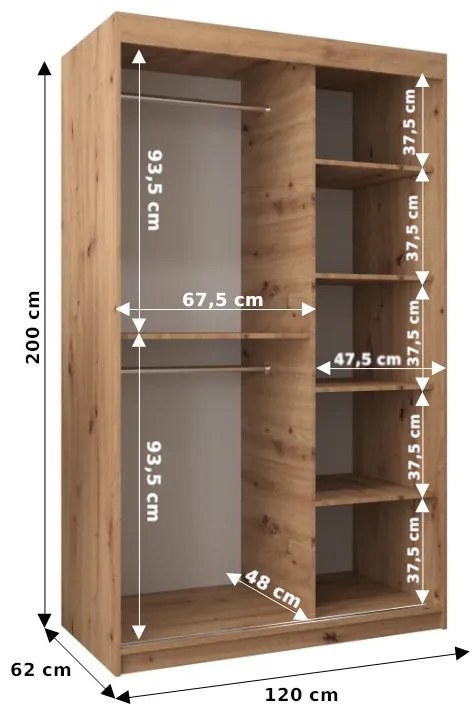 Ruhásszekrény 120 cm Verika 1 120 (fehér + fekete). 1063688