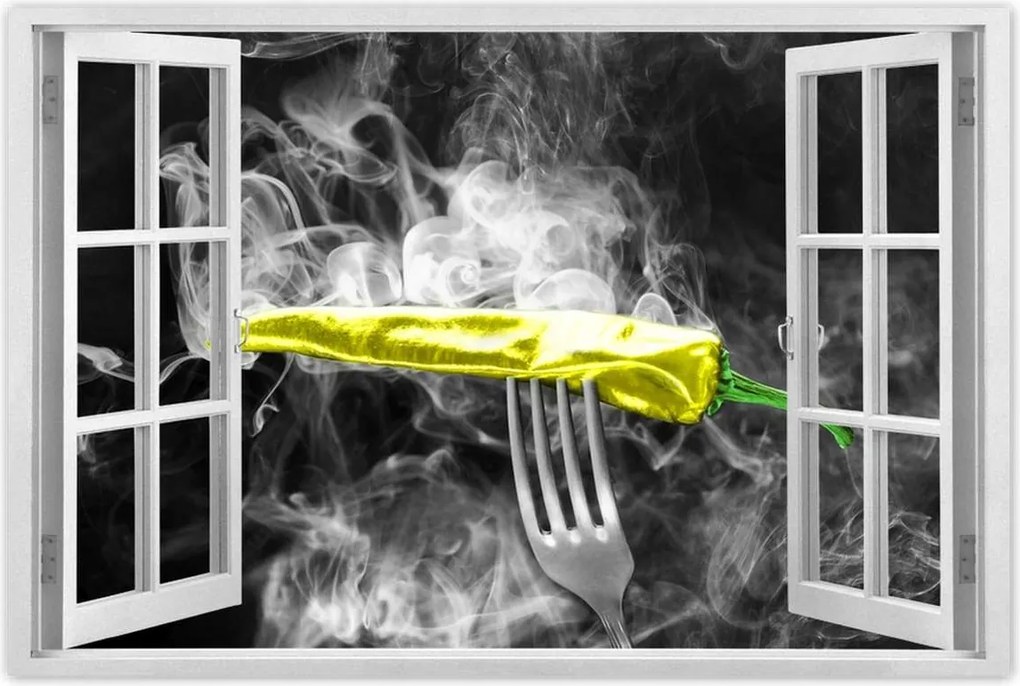 Poszter 60x40 Sárga paprika a villán