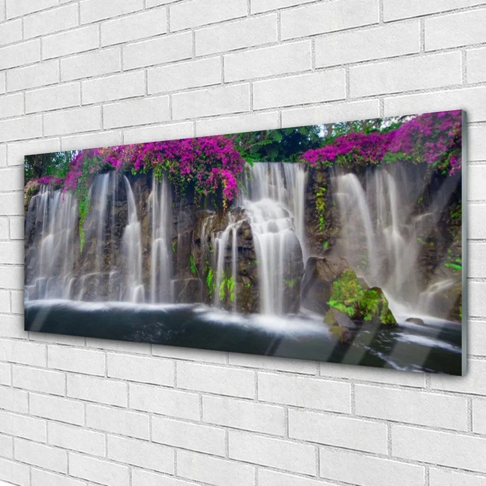 Fali üvegkép vízesés Természet 100x50 cm