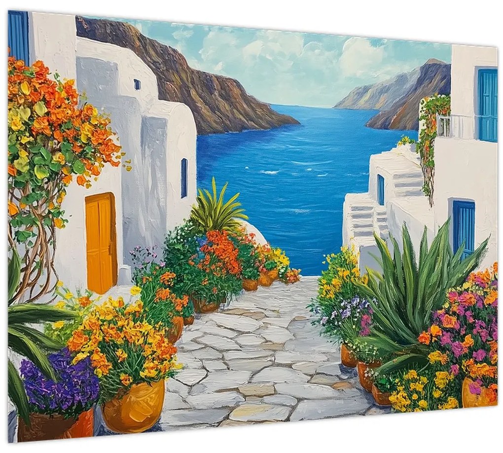 Üveg kép - Görög sikátor (70x50 cm)