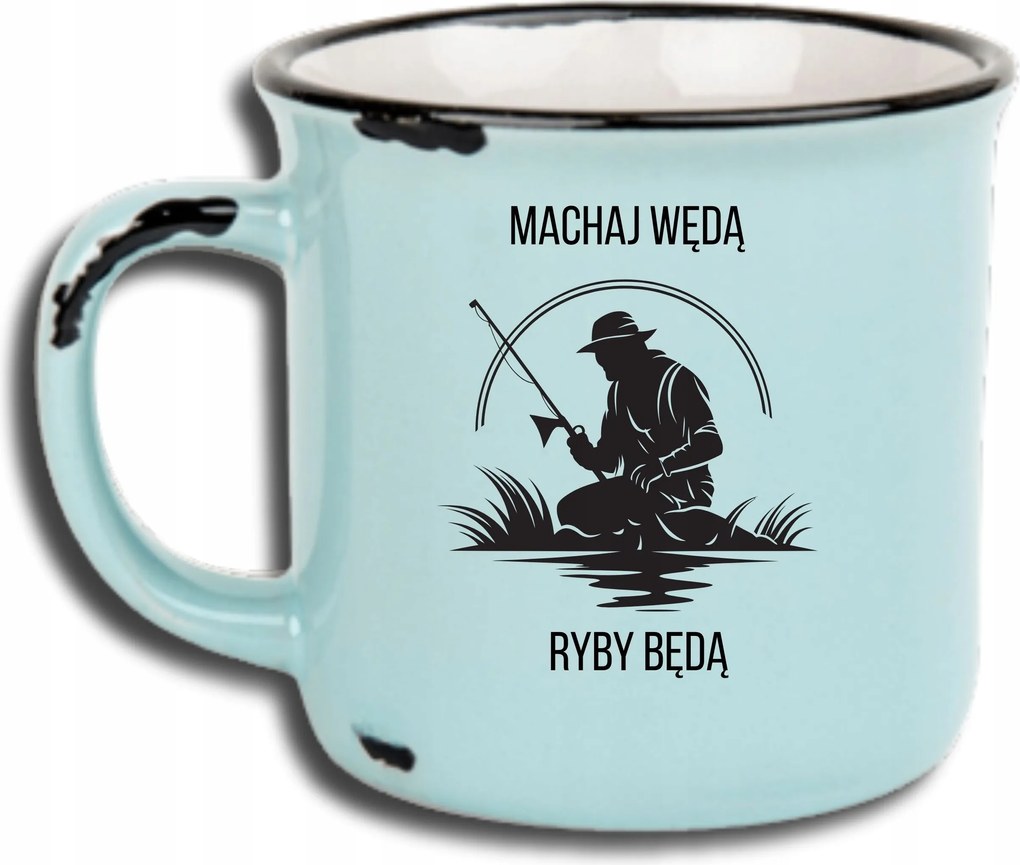 Bögre Kék Retro Vicces Ajándék Apák Napja Integető Horgászbot