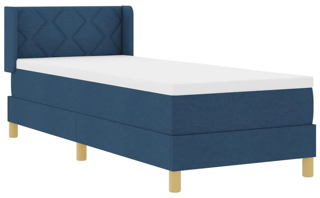 Boxspring Ágy Matraccal - Kék, 80 x 200 cm Textil