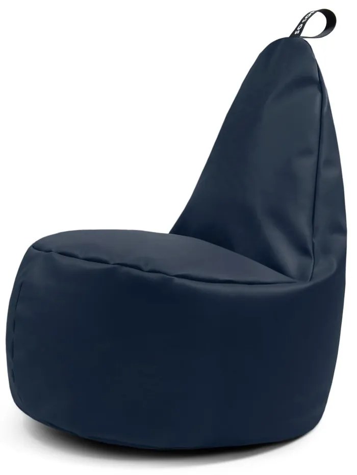 Sötétkék bőrutánzat babzsákfotel Lull XL – So Soft?