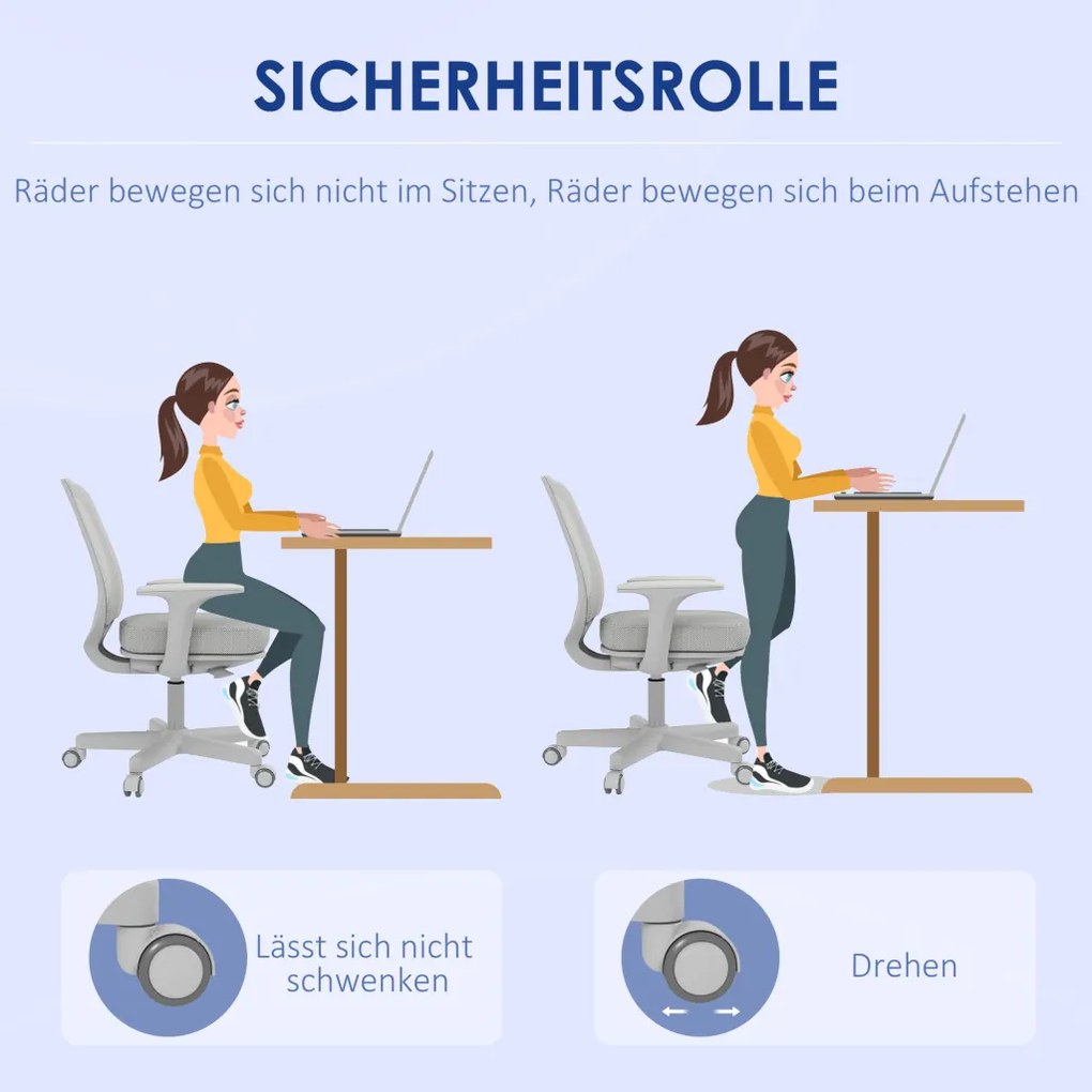 Vinsetto irodai szék, ergonomikus íróasztali szék forgófunkcióval, állítható magasságú, szürke
