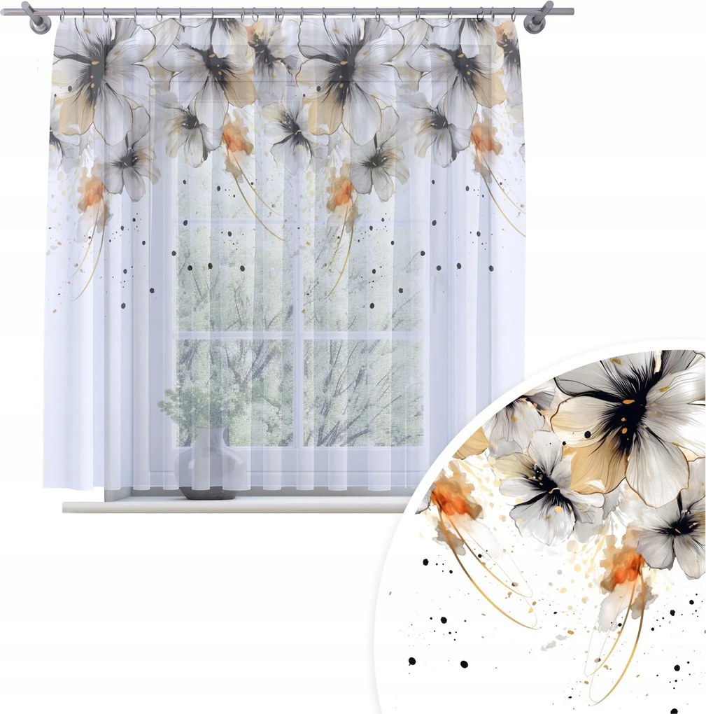 Függöny Kész Fátyol 200X150 Festett Mintás Béka Szalag Függöny 202