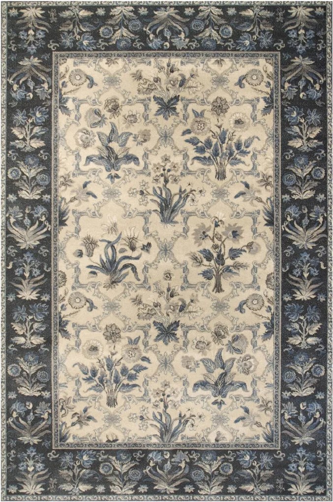 160x240 cm Isfahan Gyapjú Szőnyeg Csokrokkal Virágok Olandia Kék