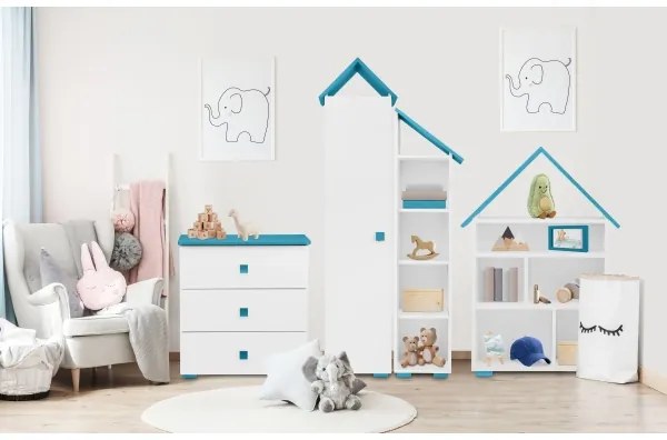 Szekrény PABIS 87x83 cm fehér/kék