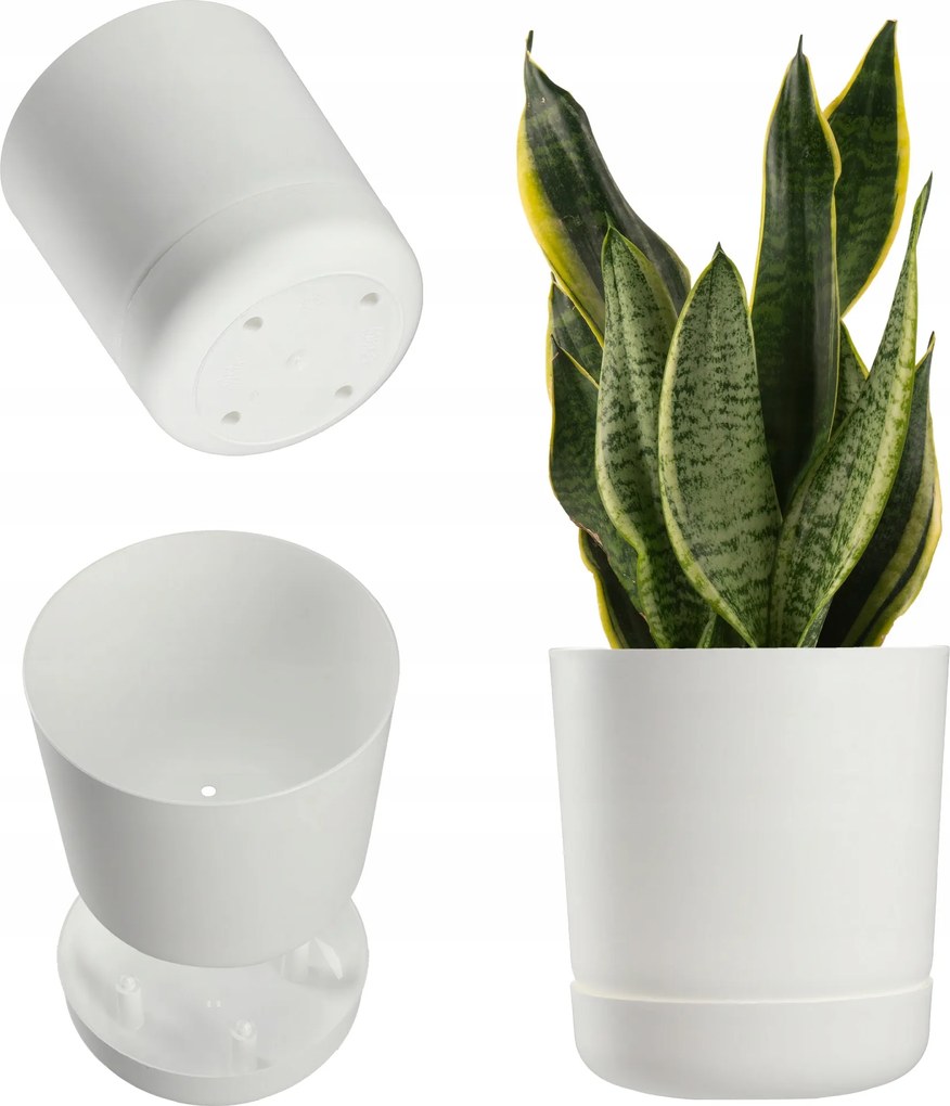 Virágtartó Kaspó Virágtartó Állvánnyal Fedő Tál Kerek 20 cm Fehér Matt