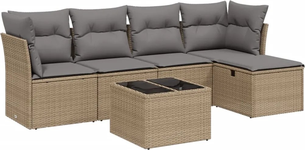 vidaXL 6 részes vegyes bézs polyrattan kerti ülőgarnitúra párnákkal