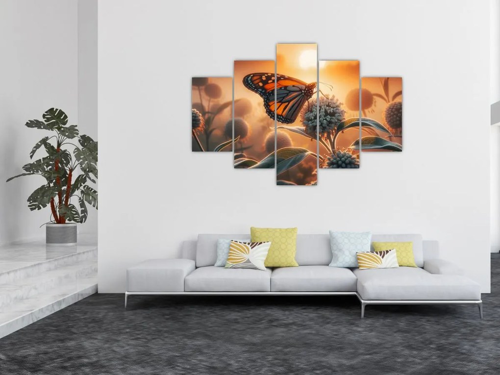 Kép – Pillangó a lenyugvó napban (150x105 cm)