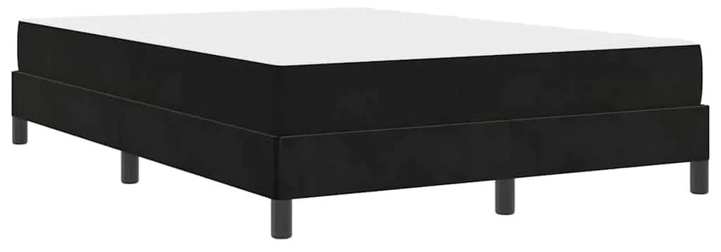 Boxspring ágy matraccal matracmal Fekete 140 x 200 cm Bársony