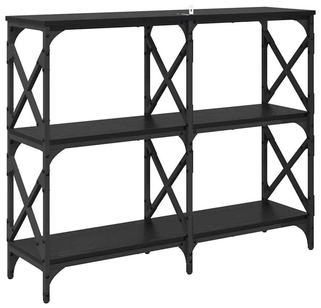 vidaXL Konzolasztal Fekete tölgy 100 x 28 x 80,5 cm Faanyag