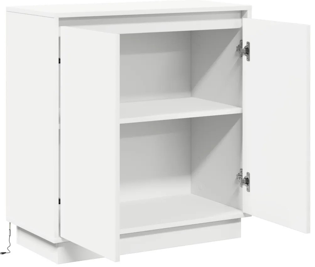 LED éjjeliszekrény Fehér - 71x34.5x75 cm, Mérnökfából készült