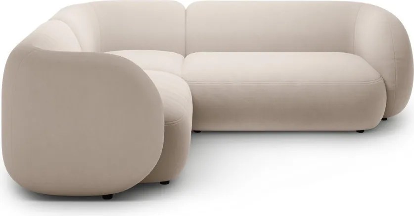 Bézs bársony sarokkanapé (bal oldali-L alakú) Kate – Micadoni