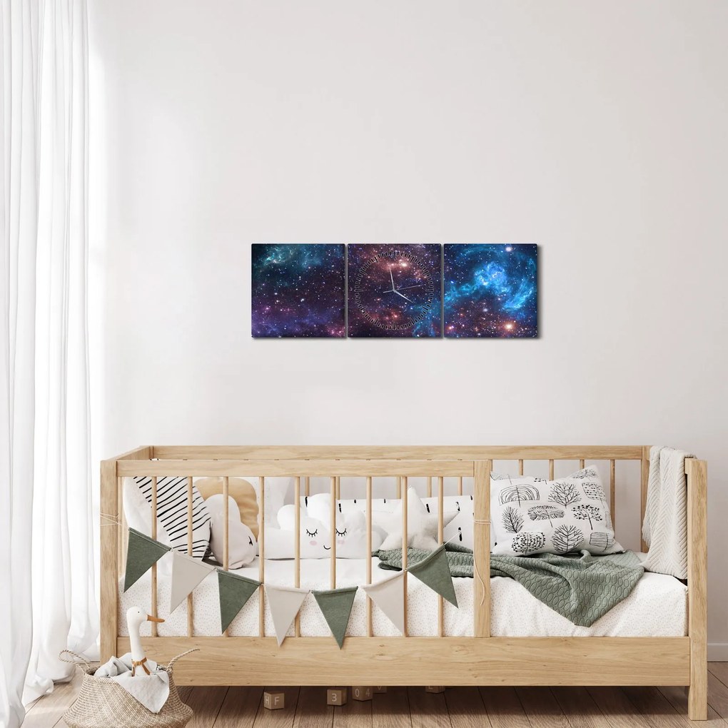 Kép - Éjszakai égbolt (órával) (90x30 cm)