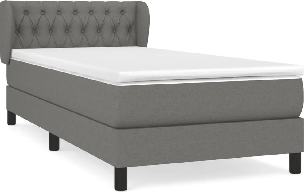 vidaXL sötétszürke szövet rugós ágy matraccal 100 x 200 cm