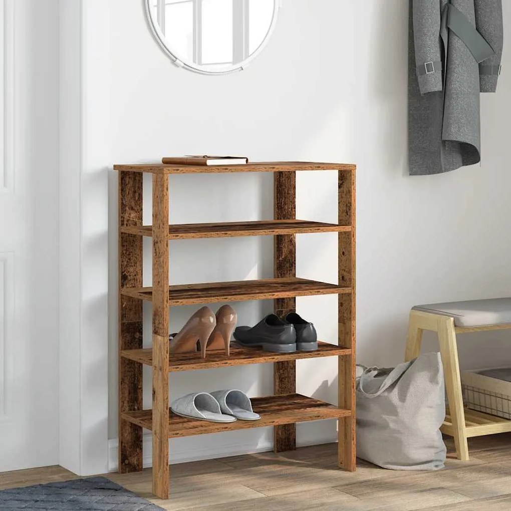 antik fa szerelt fa cipőtartó 61x32x87,5 cm