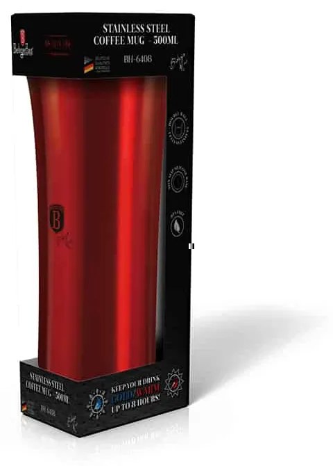 Rozsdamentes acél kávés termosz 500 ml matt bordó
