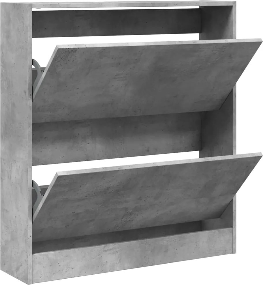 vidaXL betonszürke szerelt fa cipőszekrény 80 x 21 x 87,5 cm