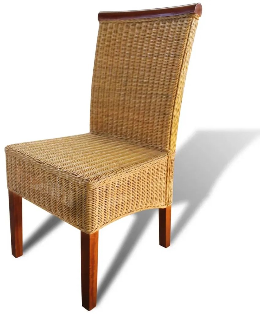4 db barna természetes rattan étkezőszék