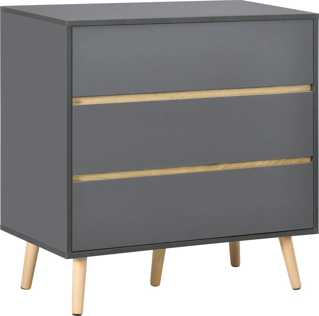 HOMCOM 3-fiókos Komód Szürke Skandináv Dizájn - 80 x 40 x 80 cm | Aosom