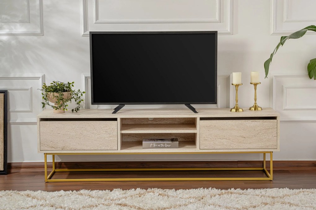 TV szekrény Escape 180 - Arany, Travertine