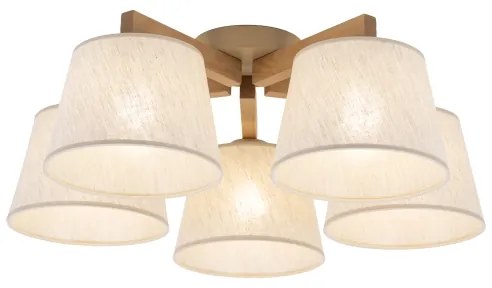 Brilagi - Felületre szerelhető csillár LATTE SABIA 5xE27/15W/230V fenyő/krémszínű