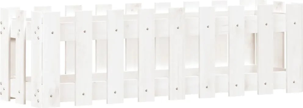 vidaXL fehér tömör fenyőfa kerti magaságyás kerítéssel 100x30x30 cm