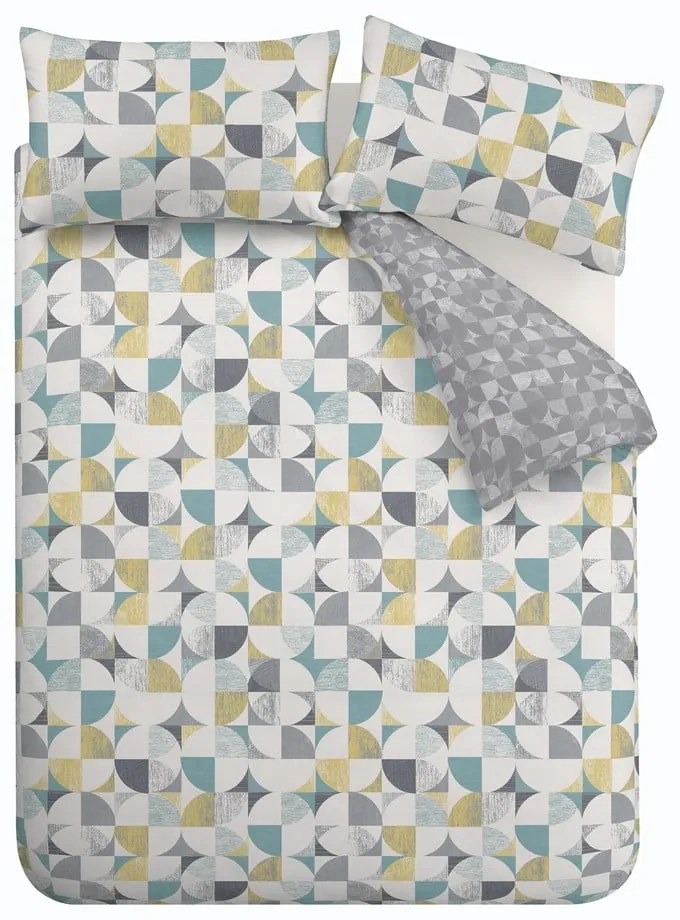 Szürke kétszemélyes-hosszabbított ágyneműhuzat 230x220 cm Retro Circles – Catherine Lansfield