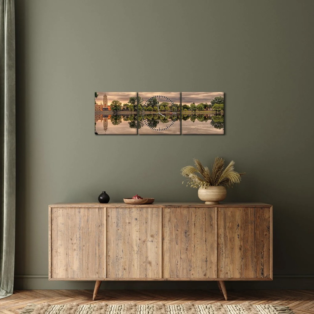 A tó és a fák képe (órával) (90x30 cm)